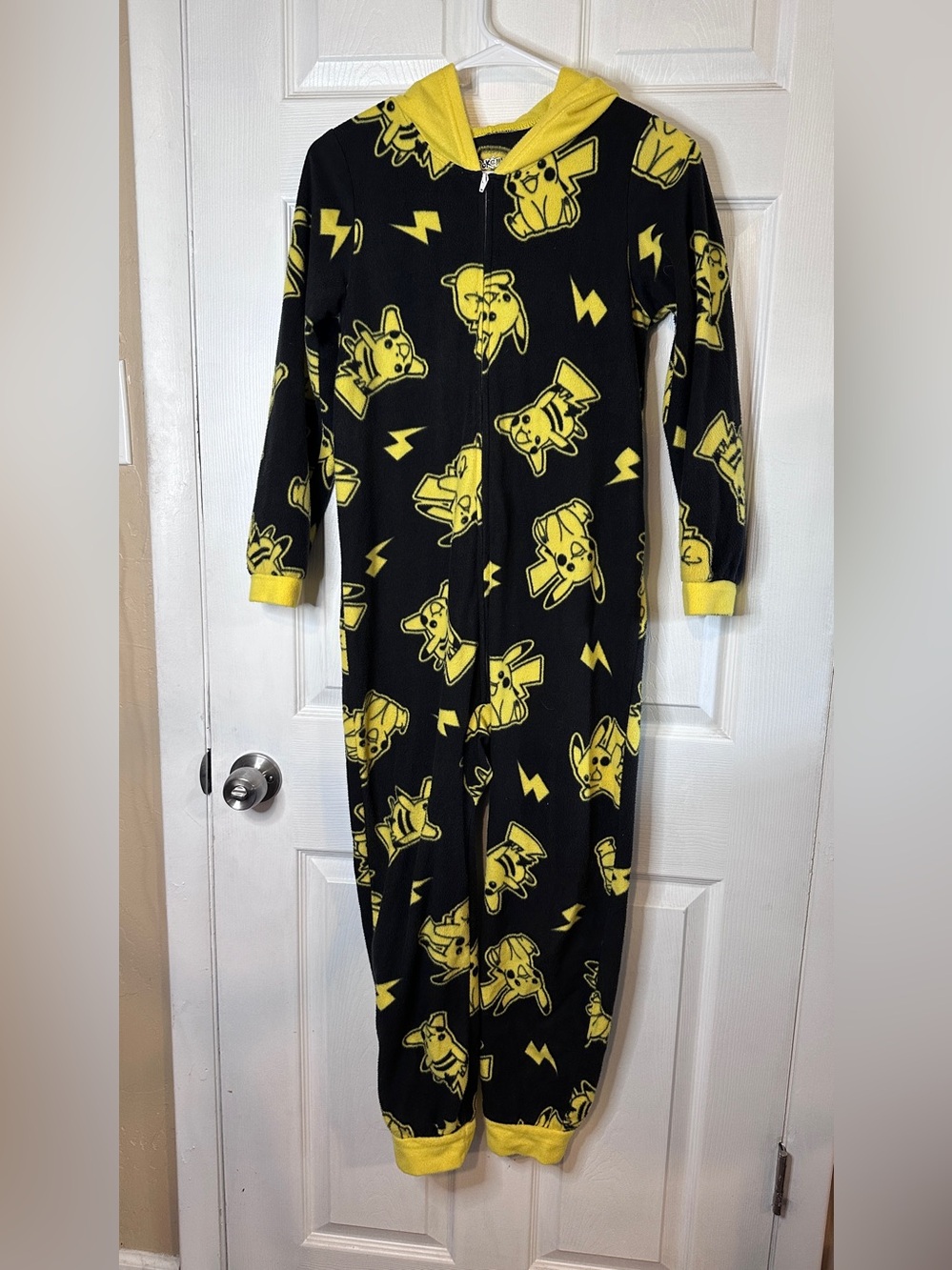 Pokemon Black & Yellow Pikachu Hooded One-Piece Pajama